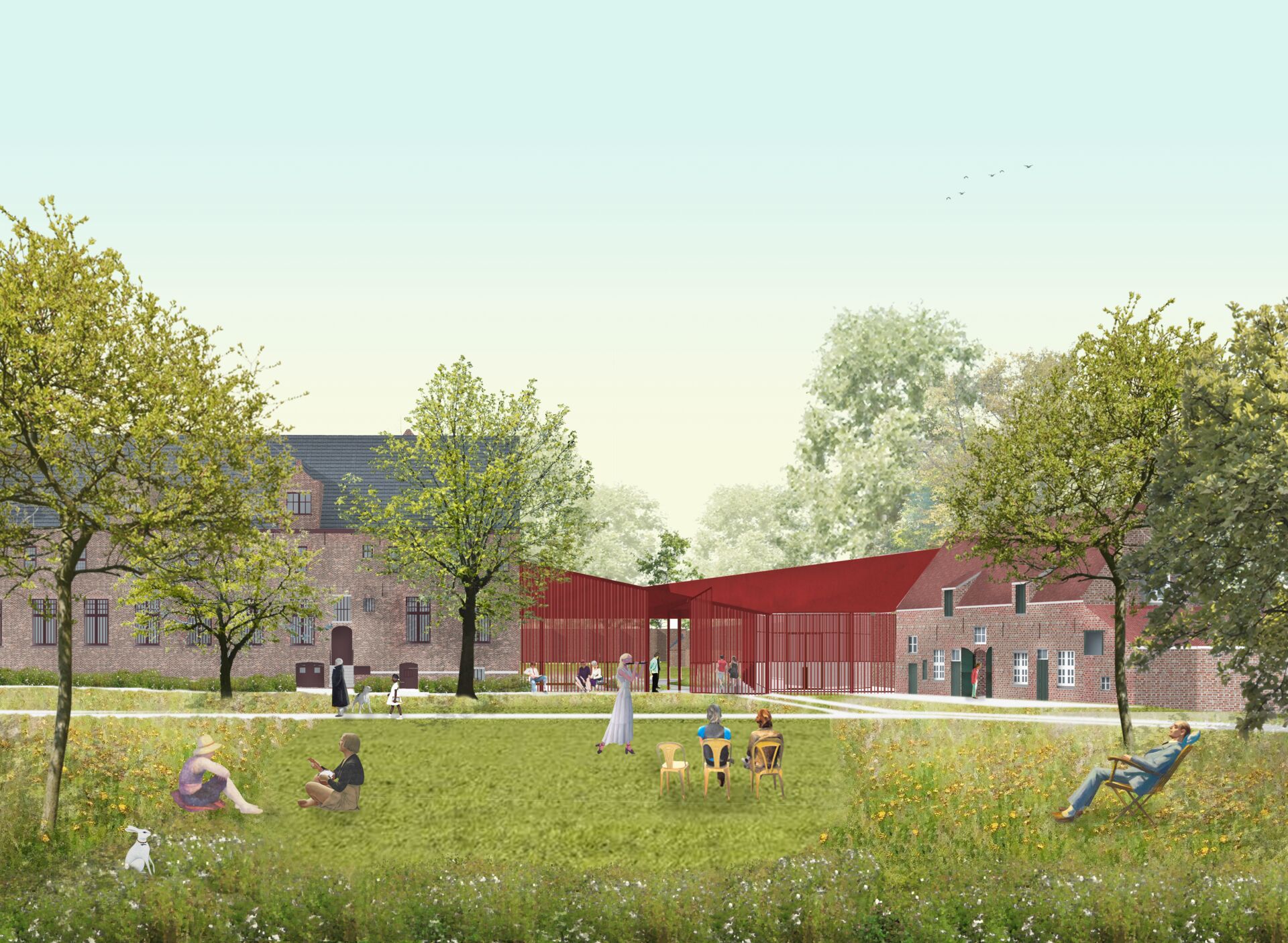 Render Sint-Godelieve abdij te Brugge SGA_visualisatie_boomgaard(c)B-JUXTA