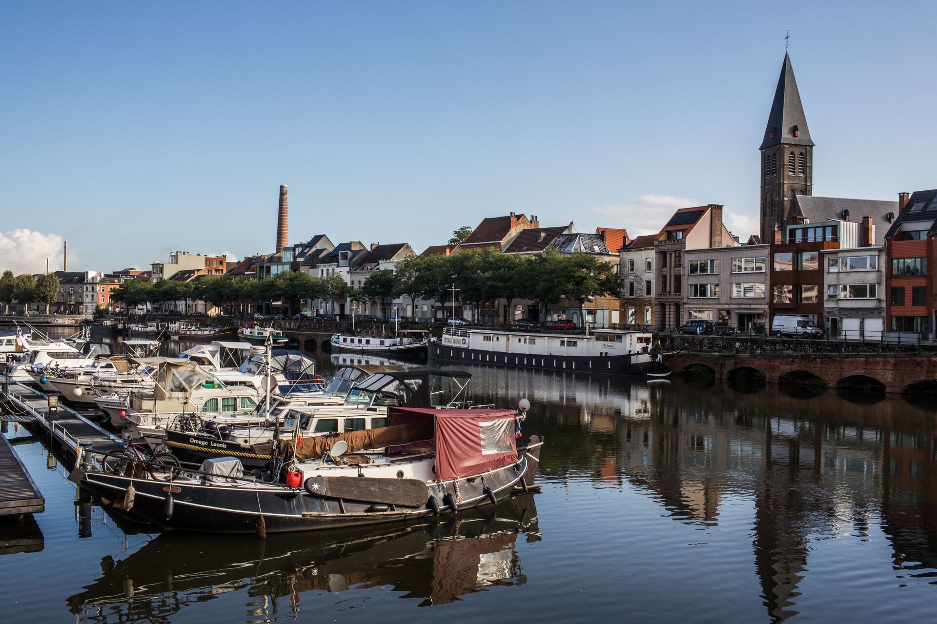 Panoramisch beeld van de stad Gent.