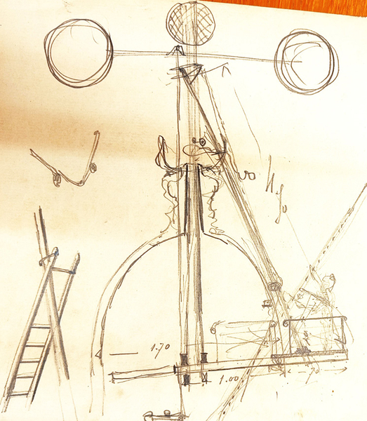 Schets mechanisme tijdbal toren 1895_Copyright SAA