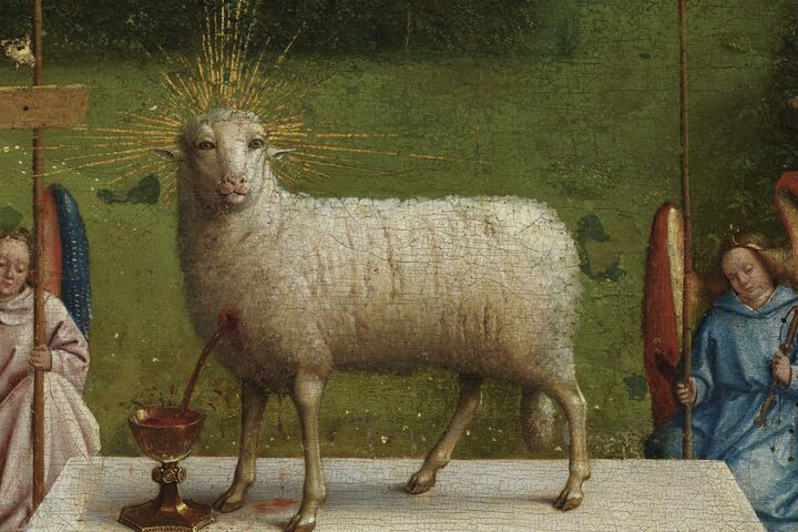 Detail Ghent Altarpiece (only for Visit Flanders!) Detail Lam Gods (the Ghent Altarpiece) © Sint-Baafskathedraal Gent, www.lukasweb.be – Art in Flanders, foto KIK-IRPA